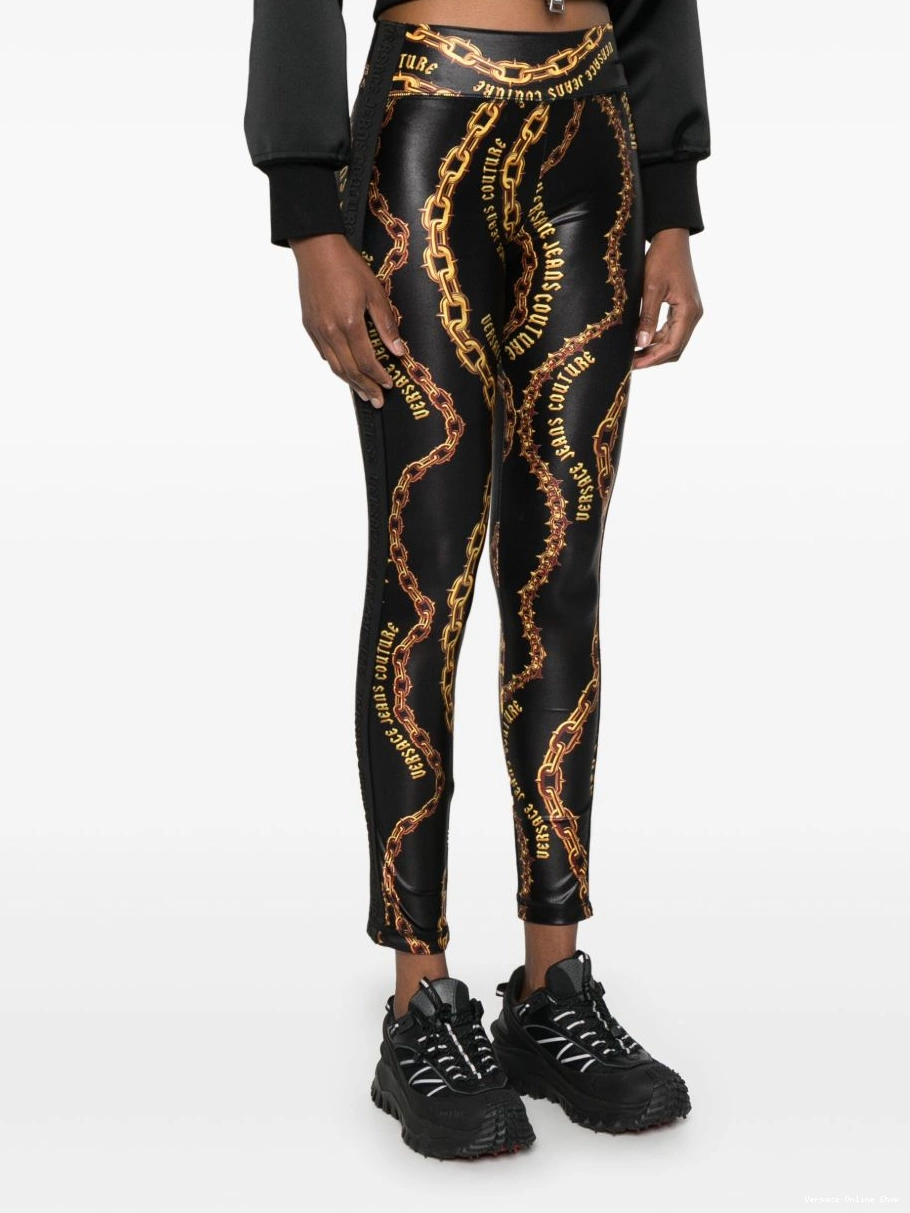 Affordable Women chain-print leggings Jeans Couture Versace 0324